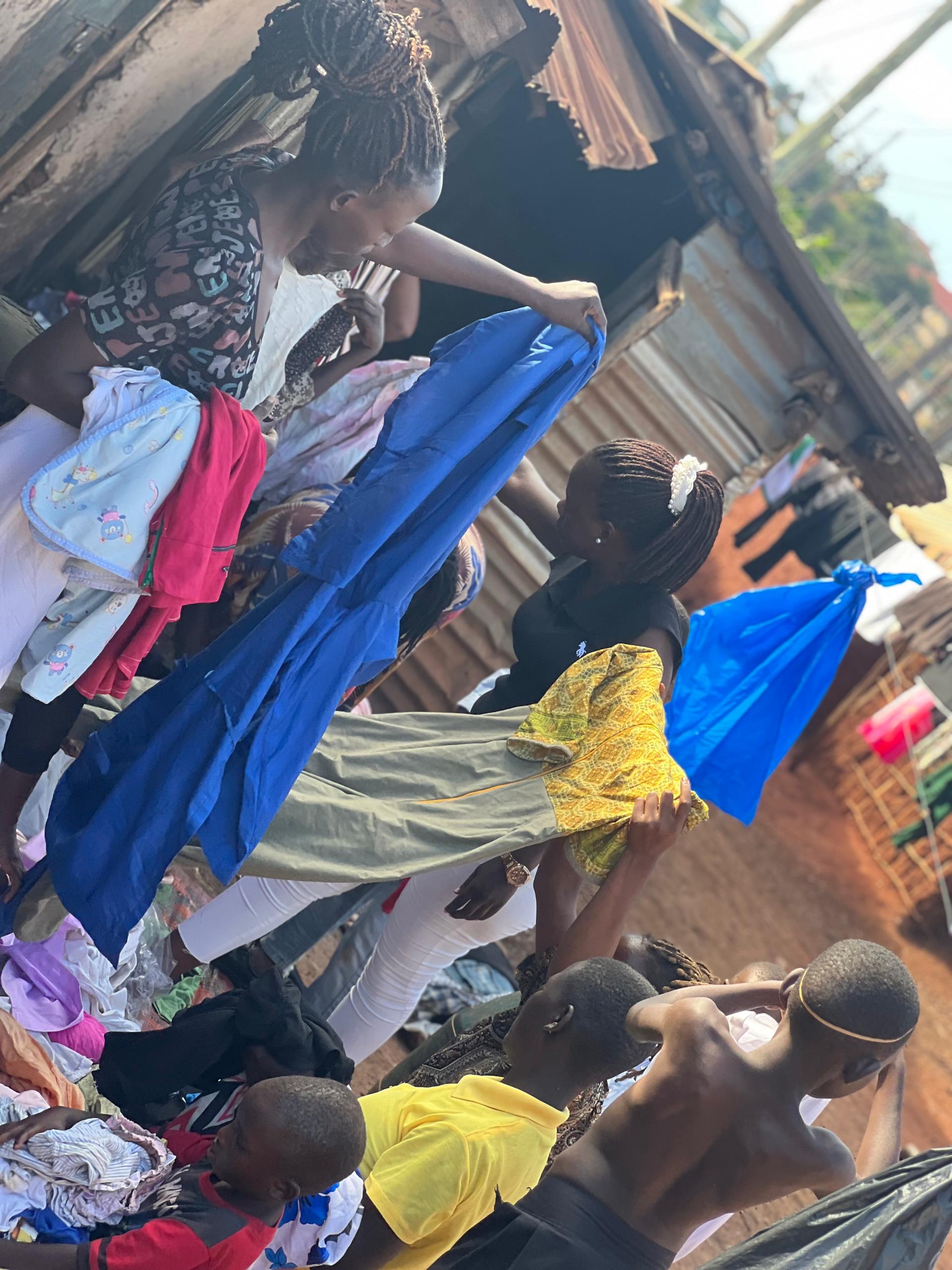 Charity: Handing out clothes